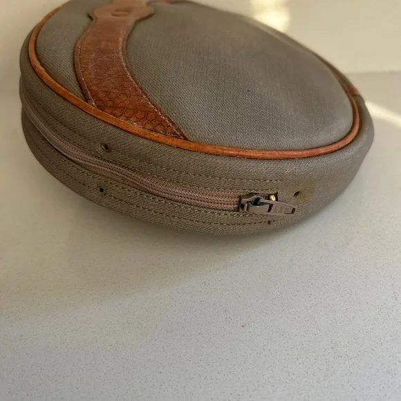 Christian Dior Vintage Canvas Leather Oval Cosmetic Bag - Picture 5 of 8